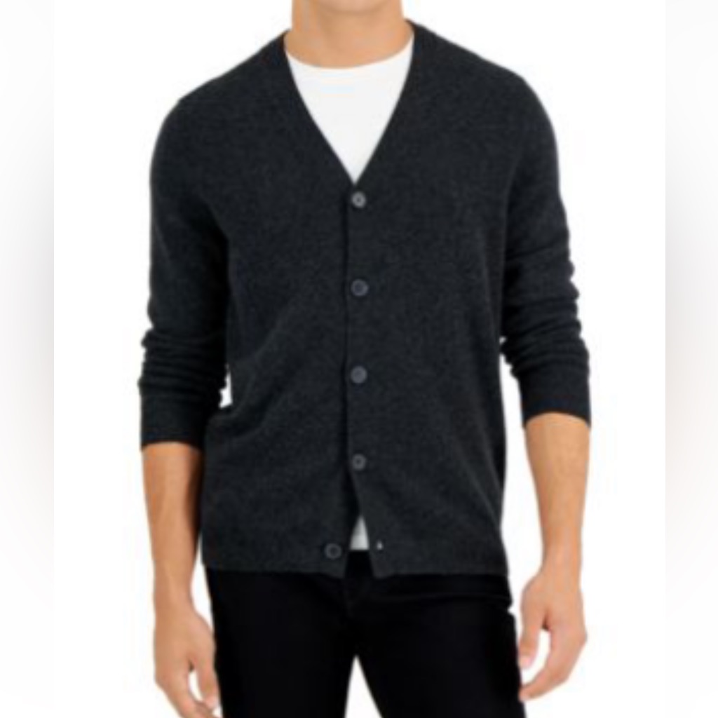 Club Room Men's Cashmere V-Neck Cardigan, Size Large